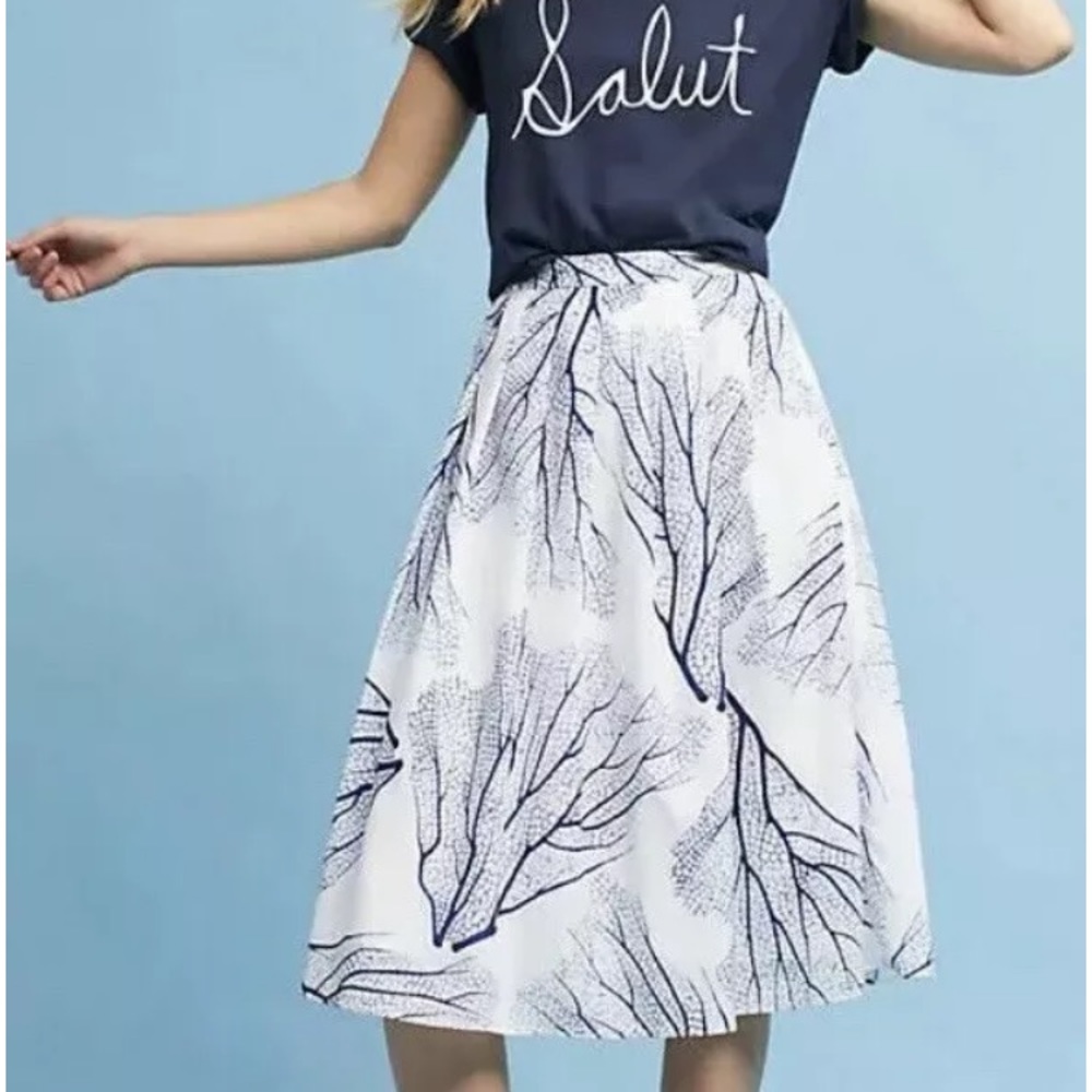 Anthropologie Aboretum Hutch skirt Blue Coral Sz 6